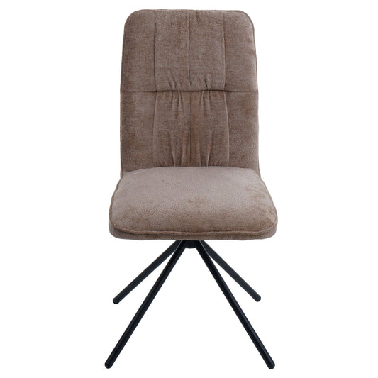 Cosmo Casa - Set van 6 Eetkamerstoelen - Draaibare Keukenstoel met Auto-Return - Chenille Textiel - Lichtbruin