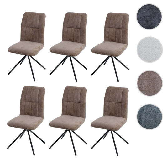 Cosmo Casa - Set van 6 Eetkamerstoelen - Draaibare Keukenstoel met Auto-Return - Chenille Textiel - Lichtbruin