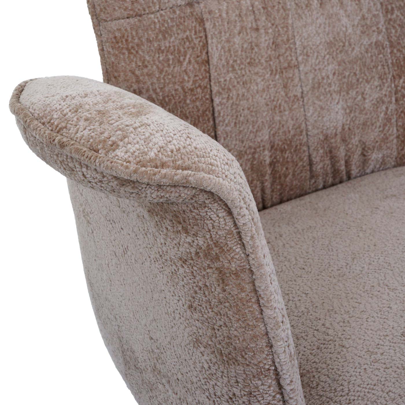 Cosmo Casa - Set van 6 Eetkamerstoelen - Roterende Armleuning met Auto-Return - Chenille Textiel - Lichtbruin