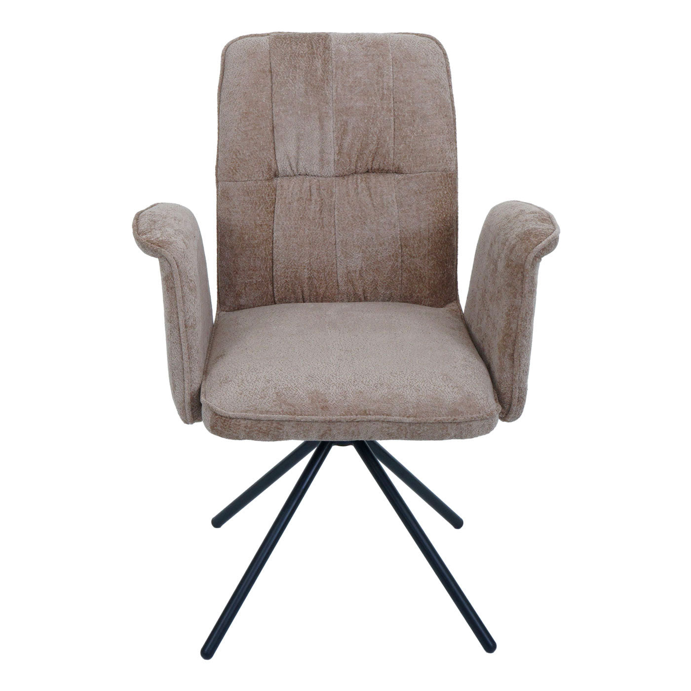 Cosmo Casa - Set van 6 Eetkamerstoelen - Roterende Armleuning met Auto-Return - Chenille Textiel - Lichtbruin