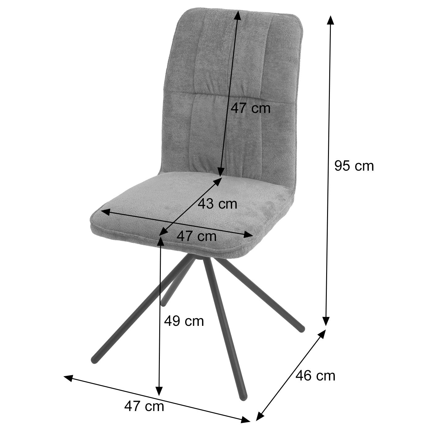 Cosmo Casa - Set van 6 Eetkamerstoelen - Draaibare Keukenstoel met Auto-Return - Chenille Textiel - Blauwgroen