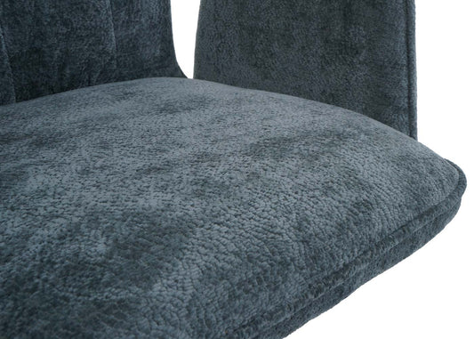 Cosmo Casa - Set van 6 Eetkamerstoelen - Roterende Armleuning met Auto-Return - Chenille Textiel - Blauwgroen