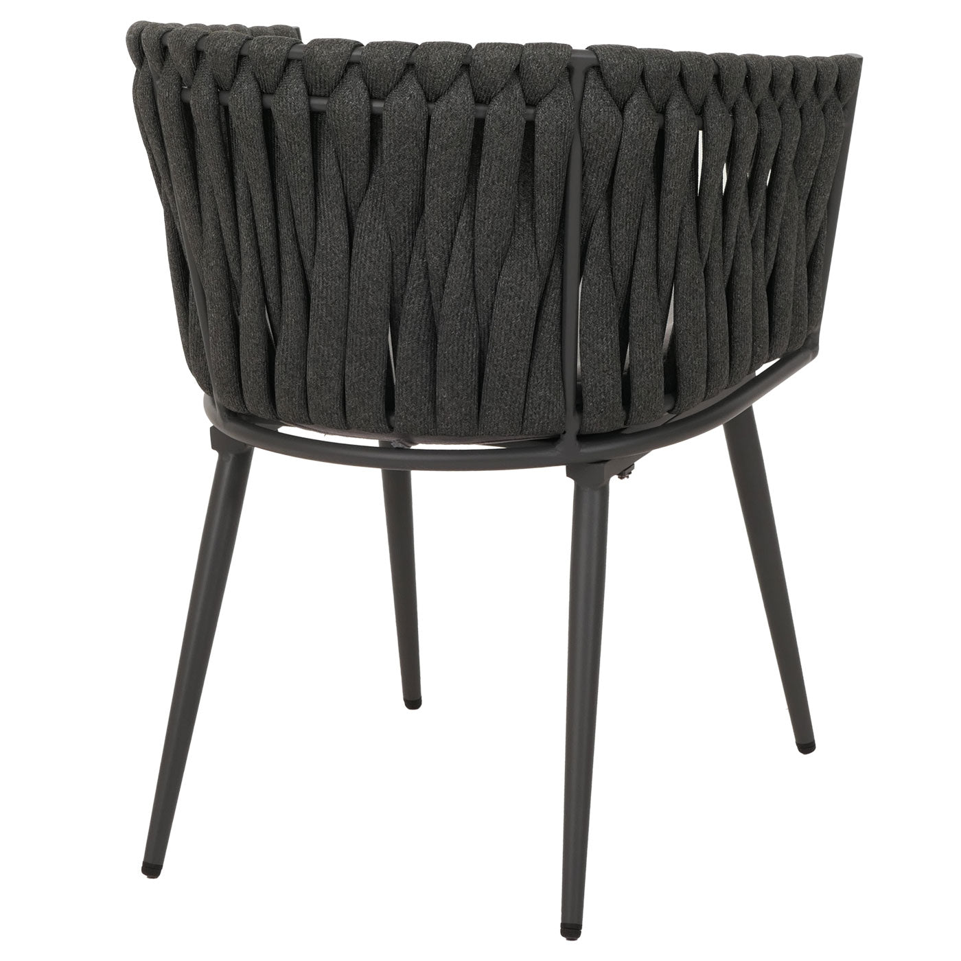 Cosmo Casa - Set van 6 Eetkamerstoelen - Binnenstoelen met Armleuning - Aluminium Frame - Olefin Touwgaas - Crème Kussen - Lichtbruin