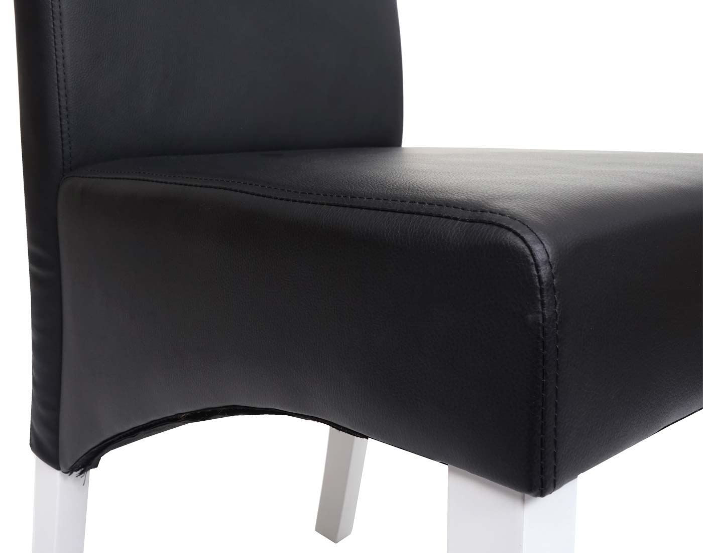 Cosmo Casa - Set van 6 Eetkamerstoelen - Witte poten - Leer - Zwart