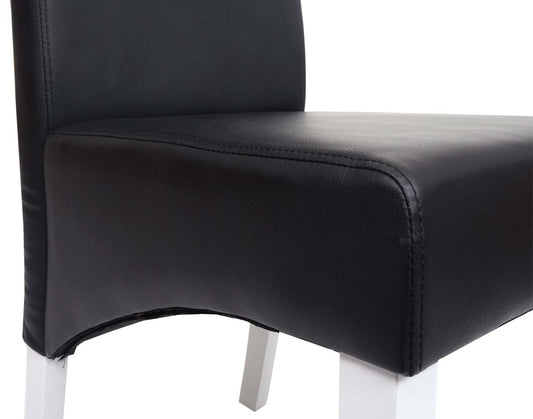 Cosmo Casa - Set van 6 Eetkamerstoelen - Witte poten - Leer - Zwart