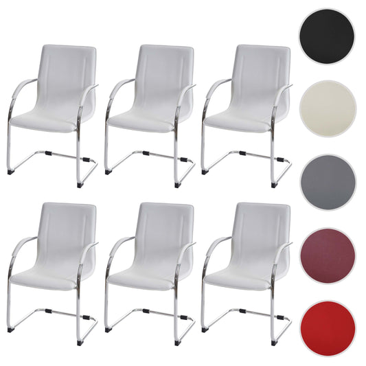 Cosmo Casa - Eetkamerstoelen set van 6 - Cantileverstijl - Staal - Wit