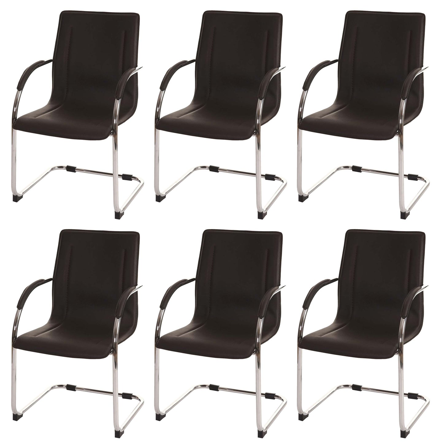 Cosmo Casa - Eetkamerstoelen set van 6 - Cantileverstijl - Staal - Bruin