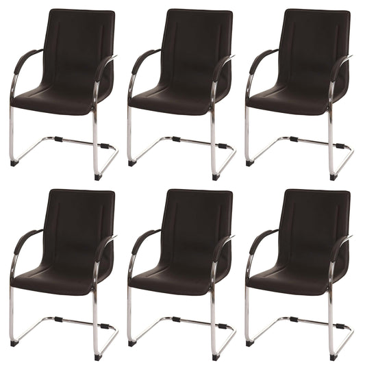 Cosmo Casa - Eetkamerstoelen set van 6 - Cantileverstijl - Staal - Bruin