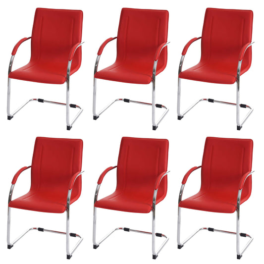 Cosmo Casa - Eetkamerstoelen set van 6 - Cantileverstijl - Staal - Rood