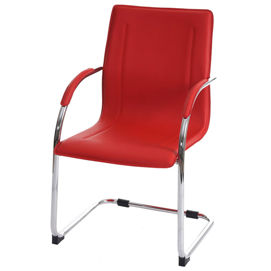 Cosmo Casa - Eetkamerstoelen set van 6 - Cantileverstijl - Staal - Rood