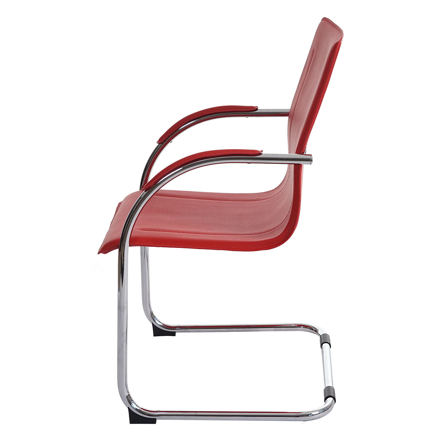 Cosmo Casa - Eetkamerstoelen set van 6 - Cantileverstijl - Staal - Rood