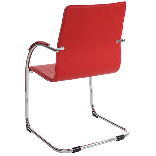 Cosmo Casa - Eetkamerstoelen set van 6 - Cantileverstijl - Staal - Rood
