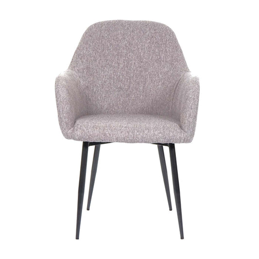 Cosmo Casa - Set van 6 Keukenstoelen - Retro - Textiel - Grijs & Zwart