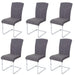 Cosmo Casa - Set van 6 Eetkamerstoelen - Cantilever - Textiel - Grijs