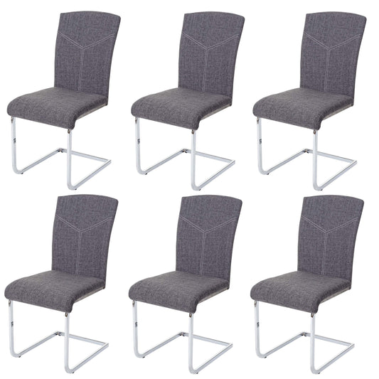 Cosmo Casa - Set van 6 Eetkamerstoelen - Cantilever - Textiel - Grijs