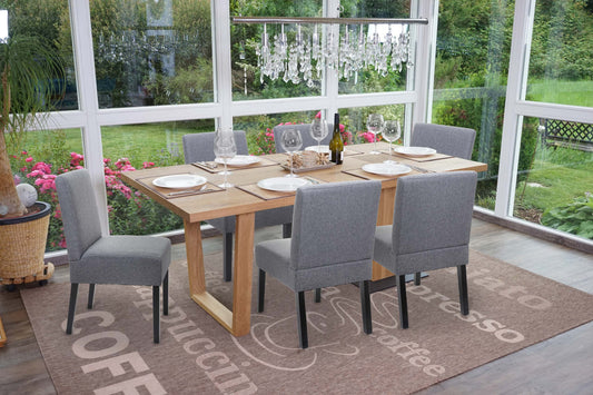 Cosmo Casa - Set van 6 Eetkamerstoelen - Lounge - Textiel - Donkergrijs