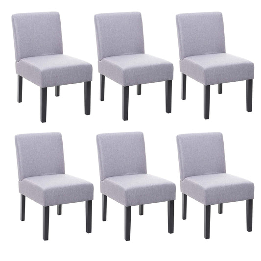 Cosmo Casa - Set van 6 Eetkamerstoelen - Lounge - Textiel - Grijs