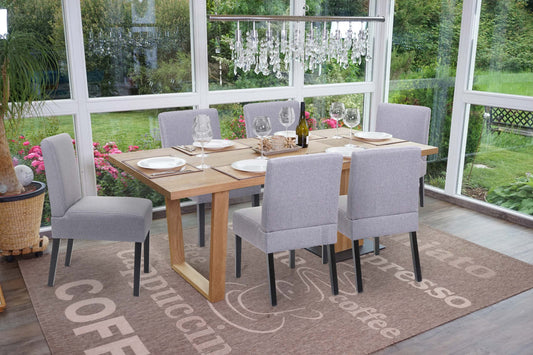 Cosmo Casa - Set van 6 Eetkamerstoelen - Lounge - Textiel - Grijs