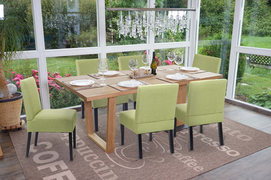 Cosmo Casa - Set van 6 Eetkamerstoelen - Lounge - Textiel - Groen