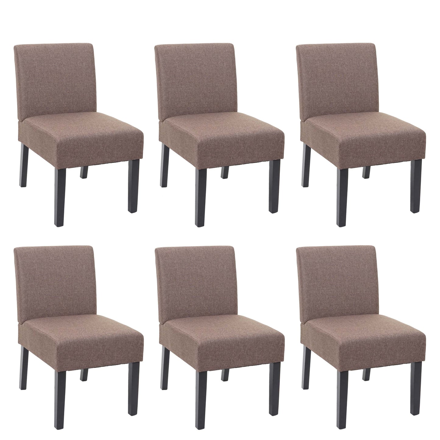 Cosmo Casa - Set van 6 Eetkamerstoelen - Lounge - Textiel - Bruin