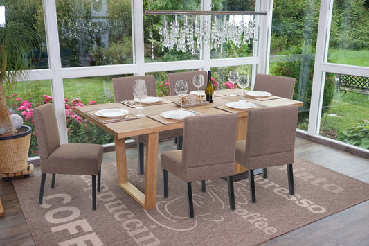 Cosmo Casa - Set van 6 Eetkamerstoelen - Lounge - Textiel - Bruin