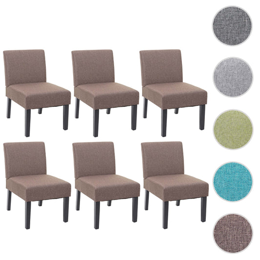 Cosmo Casa - Set van 6 Eetkamerstoelen - Lounge - Textiel - Bruin