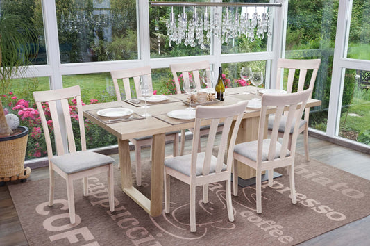 Cosmo Casa - Set van 6 Keukenstoelen - Licht frame - Hout & Textiel - Grijs