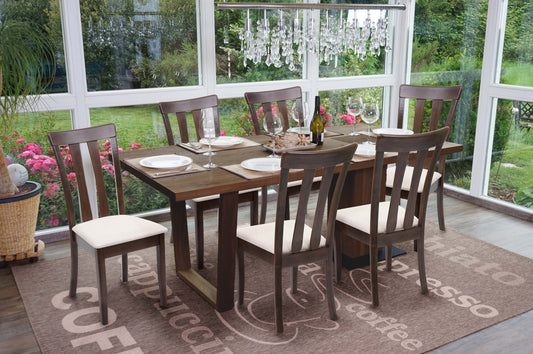 Cosmo Casa - Set van 6 Keukenstoelen - Donker frame - Hout & Textiel - Beige