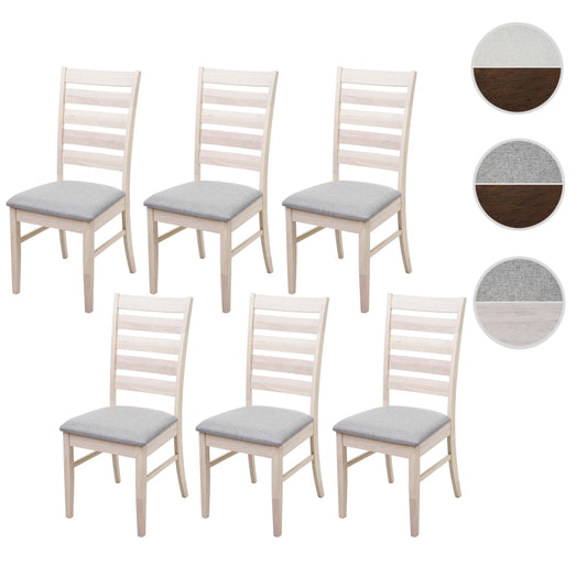 Cosmo Casa - Set van 6 Keukenstoelen - Licht frame - Hout & Textiel - Grijs