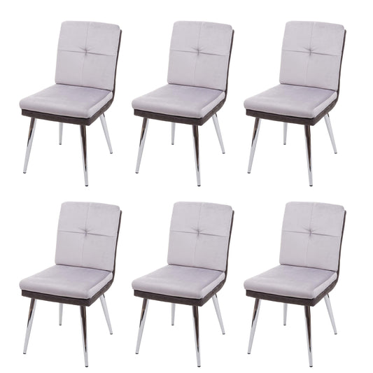 Cosmo Casa - Set van 2 Eetkamerstoelen - Gestoffeerd - Kunstleer - Grijs