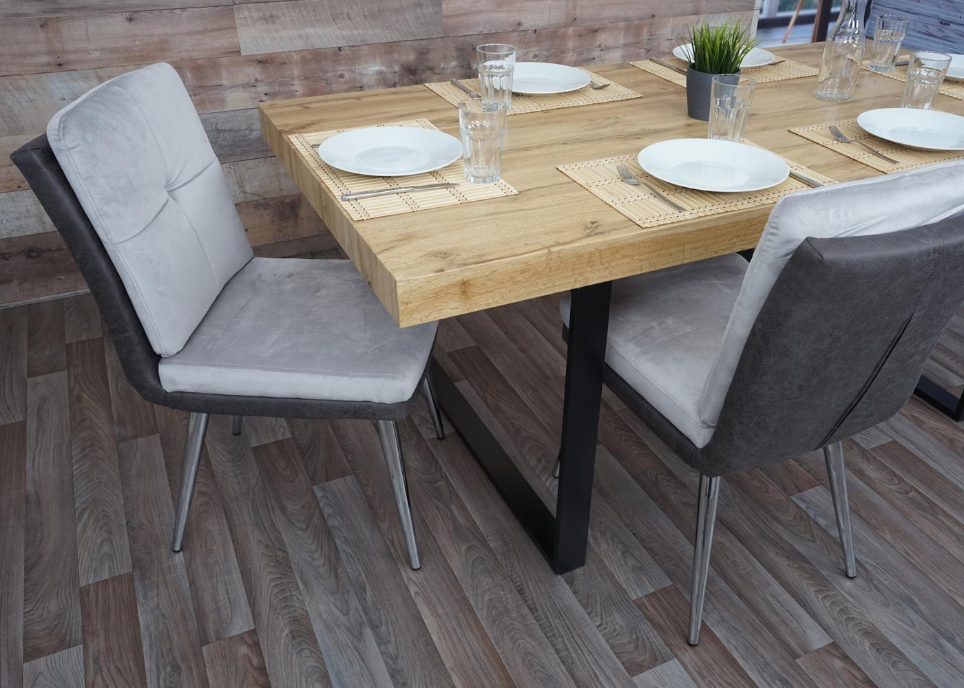 Cosmo Casa - Set van 2 Eetkamerstoelen - Gestoffeerd - Kunstleer - Grijs