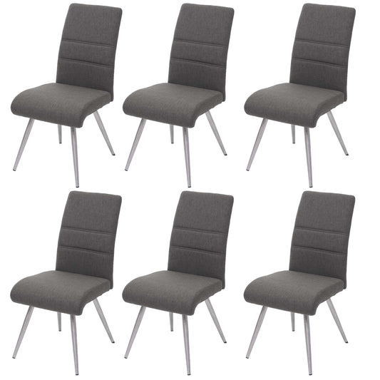 Cosmo Casa - Set van 6 Eetkamerstoelen - Stof & Textiel - Grijsbruin
