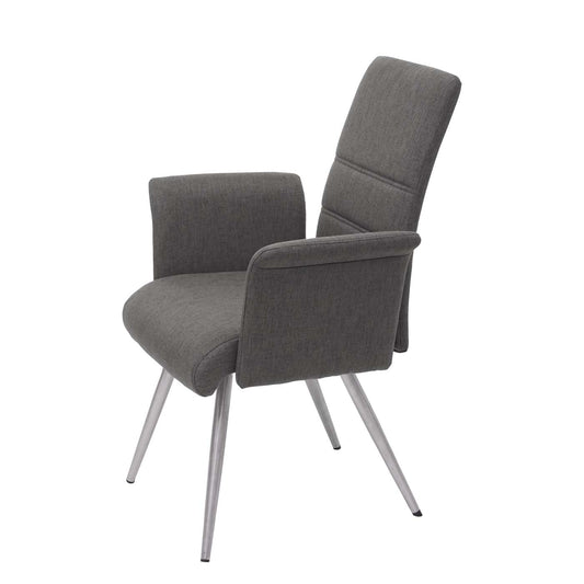 Cosmo Casa - Set van 6 Eetkamerstoelen - Armleuningen - Stof & Textiel - Grijsbruin