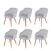 Cosmo Casa - Set van 6 Eetkamerstoelen - Retro - Textiel - Lichtgrijs fluweel