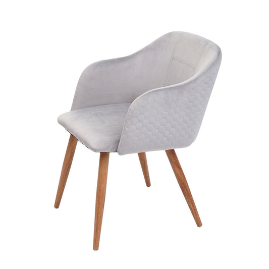 Cosmo Casa - Set van 6 Eetkamerstoelen - Retro - Textiel - Lichtgrijs fluweel