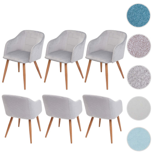Cosmo Casa - Set van 6 Eetkamerstoelen - Retro - Textiel - Lichtgrijs fluweel