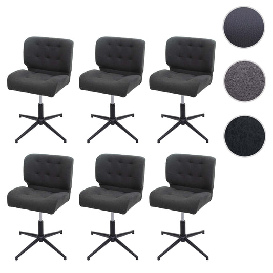 Cosmo Casa - Set van 6 Eetkamerstoelen - Verstelbaar - Textiel - Donkergrijs - Zwarte voet