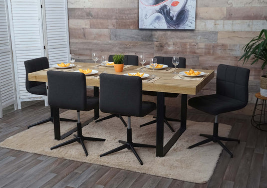 Cosmo Casa - Eetkamerstoelen set van 6 - In hoogte verstelbaar - Stof/textiel - Donkergrijs