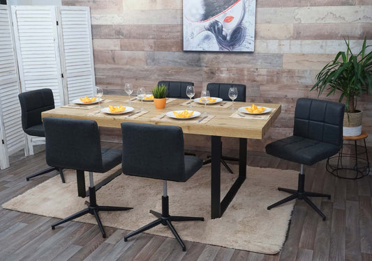 Cosmo Casa - Eetkamerstoelen set van 6 - In hoogte verstelbaar - Imitatieleer - Donkergrijs