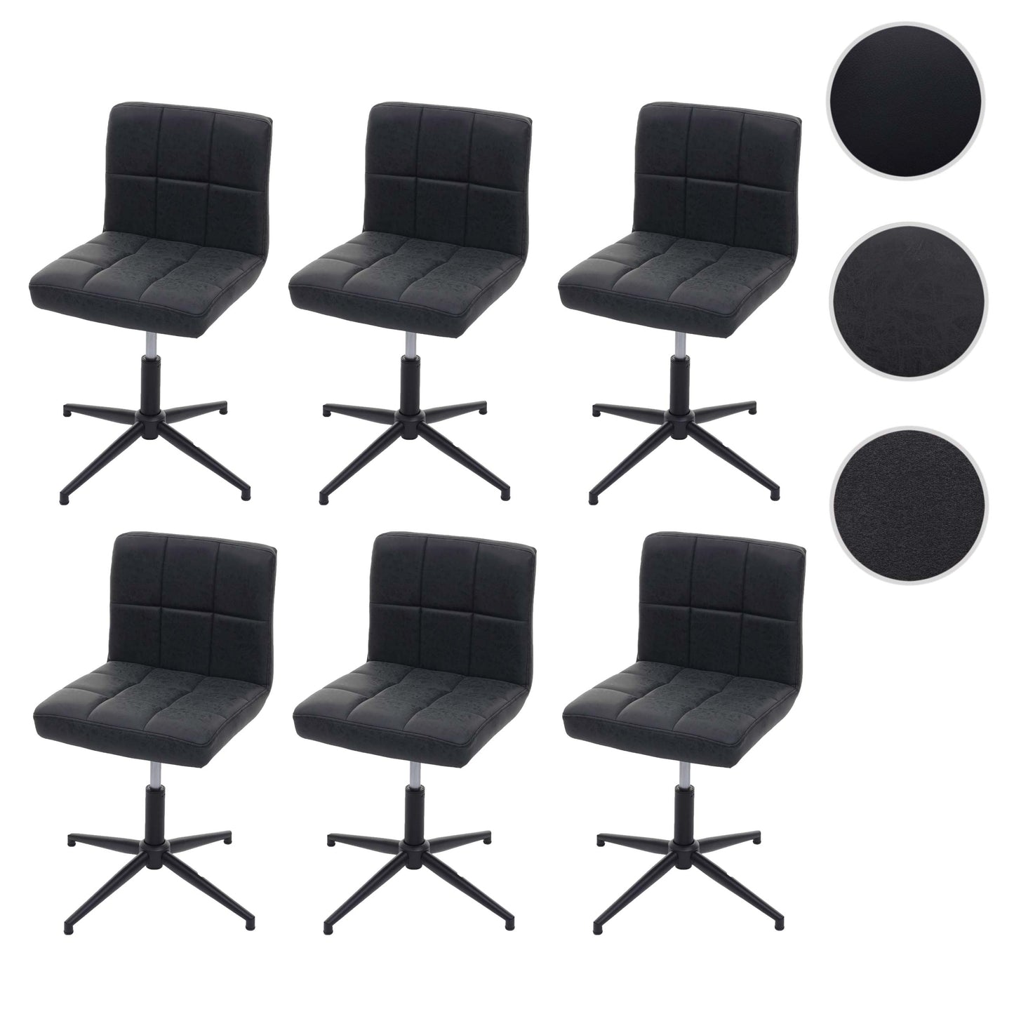 Cosmo Casa - Eetkamerstoelen set van 6 - In hoogte verstelbaar - Imitatieleer - Donkergrijs