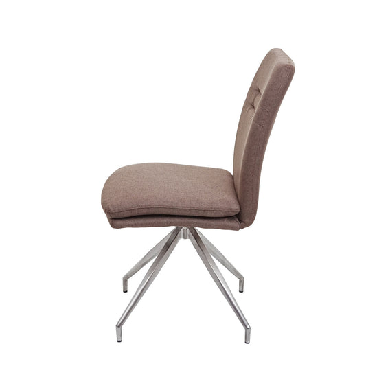 Cosmo Casa - Set van 6 Eetkamerstoelen - Fauteuil - Textiel & Roestvrij staal - Bruin
