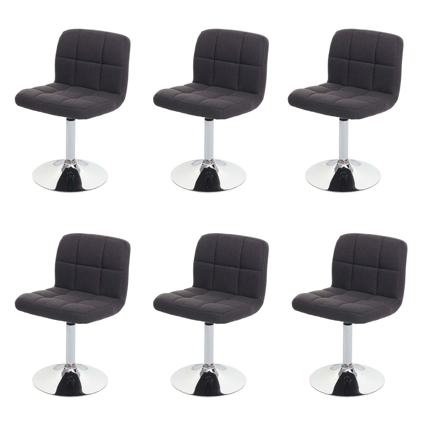 Cosmo Casa - Set van 6 Eetkamerstoelen Kavala - Draaibaar - Stof textiel - Donkergrijs