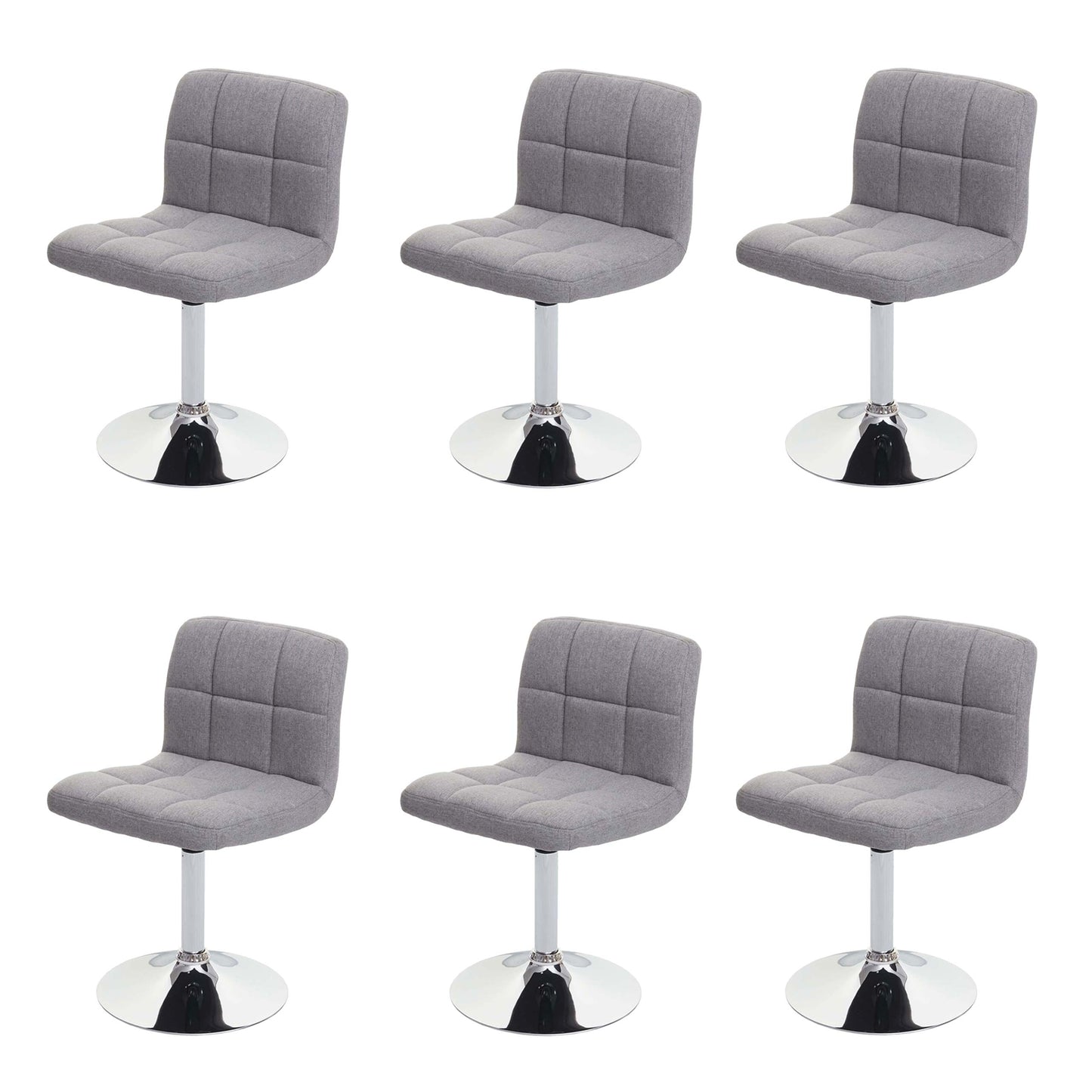 Cosmo Casa - Set van 6 Eetkamerstoelen Kavala - Draaibaar - Stof textiel - Lichtgrijs