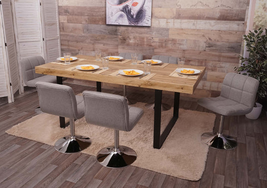 Cosmo Casa - Set van 6 Eetkamerstoelen Kavala - Draaibaar - Stof textiel - Lichtgrijs