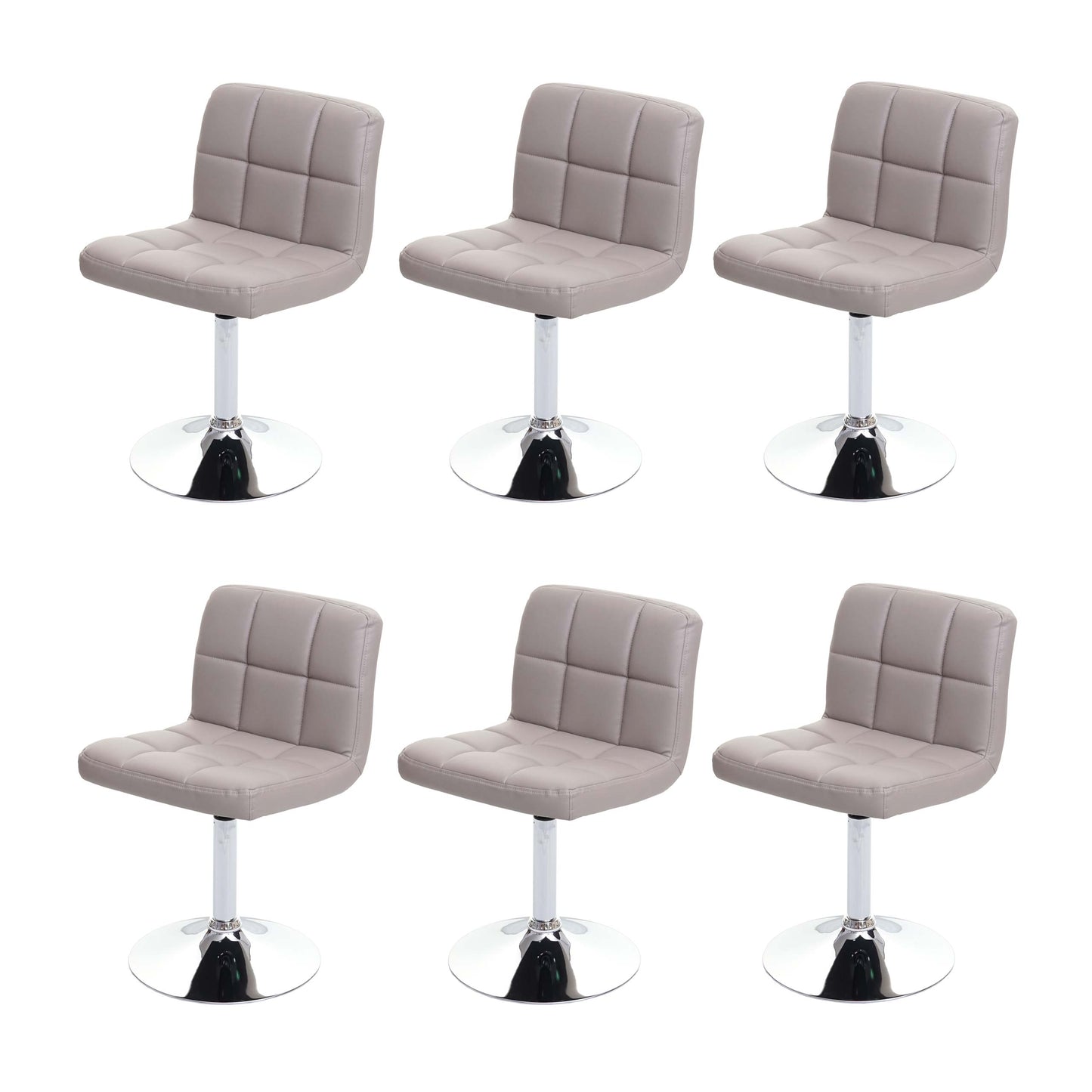 Cosmo Casa - Set van 6 Eetkamerstoelen Kavala - Draaibaar - Kunstleer - Taupe-grijs