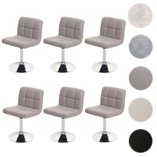 Cosmo Casa - Set van 6 Eetkamerstoelen Kavala - Draaibaar - Kunstleer - Taupe-grijs