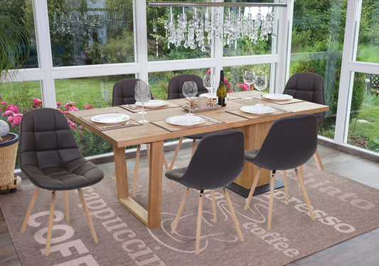 Cosmo Casa - Eetkamerstoelen set van 6 - Retro design - Imitatieleer - Bruin