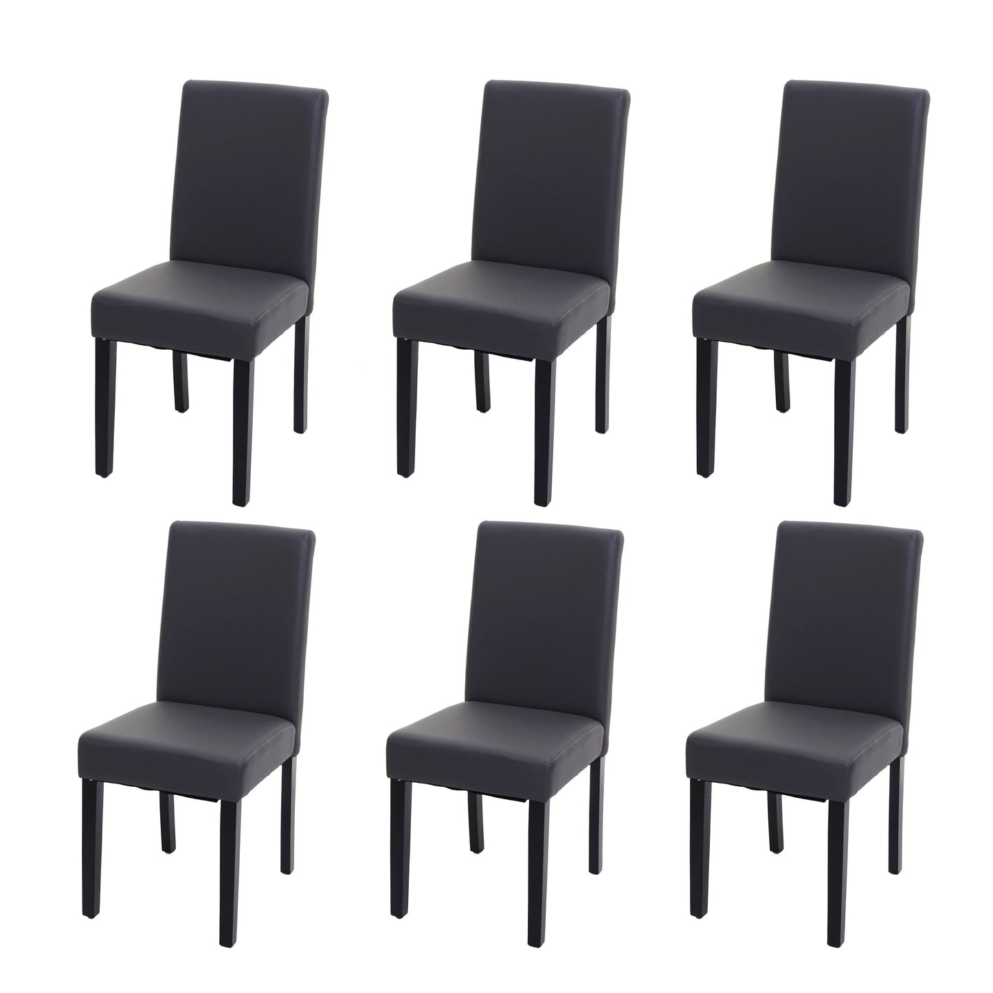 Cosmo Casa Set van 6 Littau eetkamerstoelen ~ kunstleer, matgrijs, donkere poten