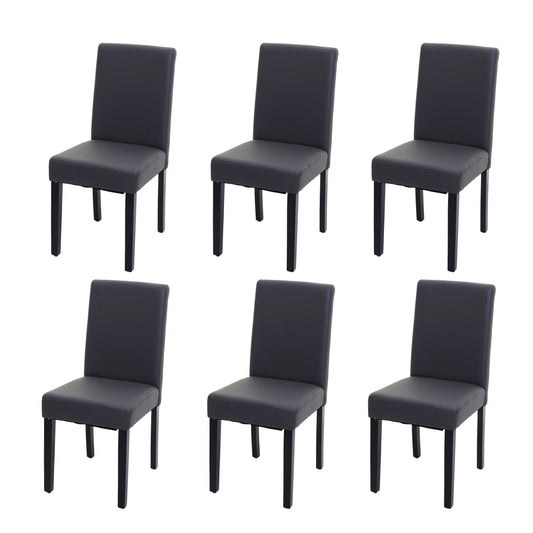 Cosmo Casa Set van 6 Littau eetkamerstoelen ~ kunstleer, matgrijs, donkere poten