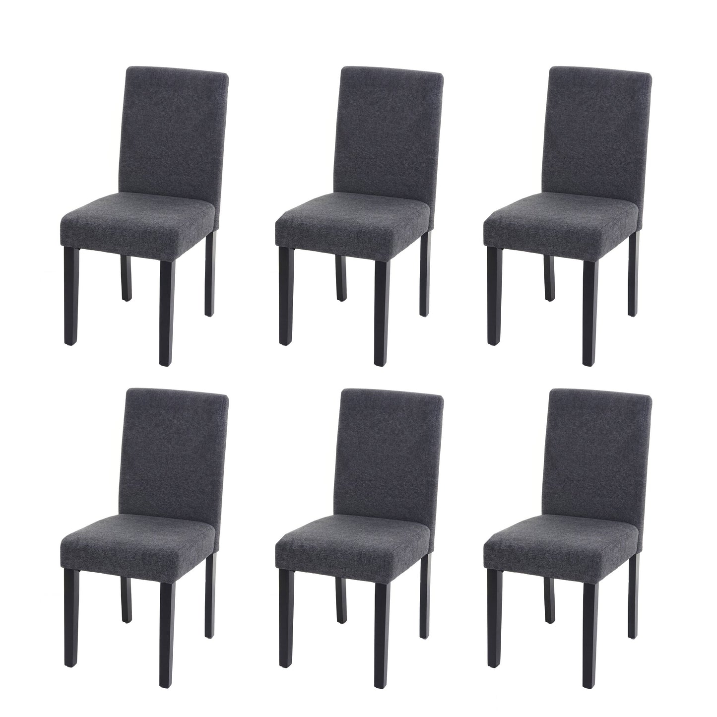 Cosmo Casa - Set van 6 Eetkamerstoelen - Keukenstoelen Littau - Textiel - Antracietgrijs - Donkere Poten